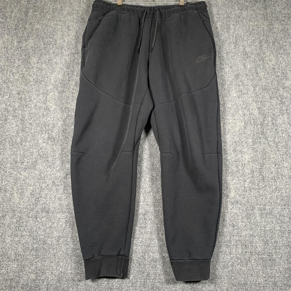 Nike Tech Fleece Pants Mens Large Black Joggers Tapered Sweatpants Pockets